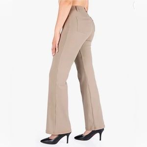 Yogipace Petite Khaki Dress Yoga Work Pants w/Belt Loops, NWT